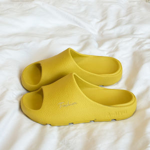 New Thick-Soled Slippers For Women Lightweight For Home Use Suitable For Couples Solid Color Summer Leather-Textured Sandals For Men
