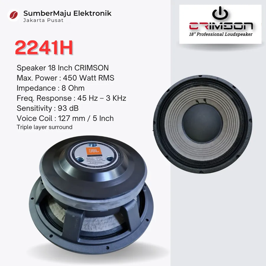 Speaker komponen woofer crimson 2241h 2241 h model jbl 18 inch