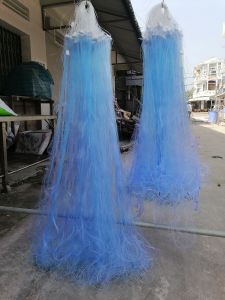 Lưới Bắt Cá 3 Màng Thái Ruột Tàu Bườm 0.15 / 2 Bìa Xanh sư tử 0.25. ( Bắt Dùn khoảng 45m )