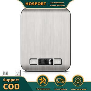 【HOSPORT】 Coffee Scale Precise Platform Scale Stainless Steel Electronic Weights Scales USB Charging Food Weighing Scale for Cooking Baking 1G Up To 10KG