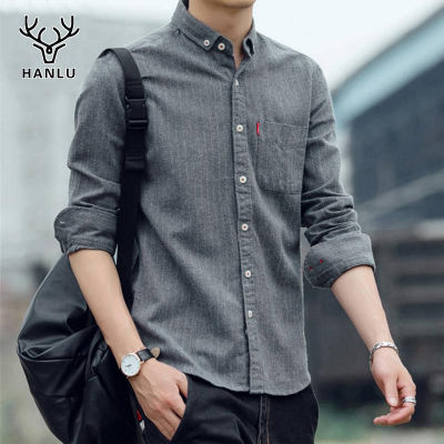 Hanlu Long Sleeve Shirt Men Men's Shirt Casual Striped Light Business Shirt New Korean Trend Shirt Men