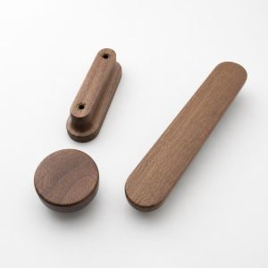 SJJL Walnut Wood Furniture Handles Long Solid Multi-sized Cabinet Handles  T-Shape Drawer Pulls Cupboard Wardrobe