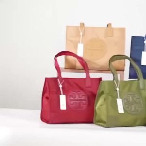 [YONO Store] Fashionable Ladies  Shopping Bag  Waterproof Nylon Cloth Bag Leather Tote Bag