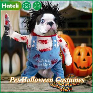 [Hateli]Pet Bloody Doll Transformer Costume Dog Supplies Costume Cospaly Halloween Dog Costume Clothes