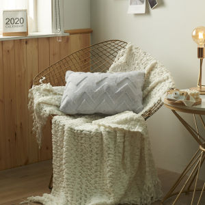 Double-sided Fluffy Plush Pillow Case Supersoft Decorative Cushion Cover 45x45cm/30x50cm Geometric Wave Pattern Throw Pillow Covers for Sofa Bed Living Room Home Decor