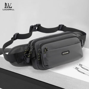 LouisWill กระเป๋าผู้ชายกระเป๋ากระเป๋าไนล่อนด้านหน้ากระเป๋าคาดหน้าอกหลายชั้นกระเป๋าสะพายข้างซิปกระเป๋ากันน้ำกีฬากระเป๋าสะพายไหล่ถนนกระเป๋าหิ้วกระเป๋าเดินทางสำหรับใส่ทำงานหรือธุรกิจ