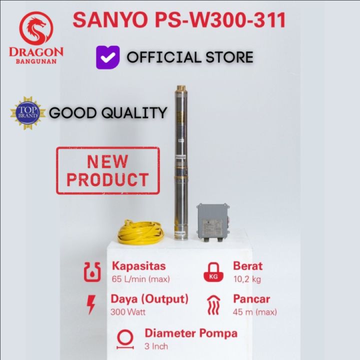 Psw300 Sanyo PSW 300 - 311 0,4 HP + Kabel 30 M Pompa Satelit Submersible Pump ...
