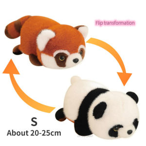 ของเล่นแพนด้าแบบพลิกกลับได้ ตุ๊กตาแรคคูน 2-in-1 ตุ๊กตาสัตว์สร้างสรรค์ Kawaii หมอนนุ่มเปลี่ยนแพนด้าวันเกิดคริสต์มาส