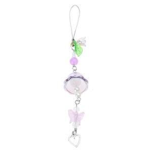 Sweet Flower Wind Chime Phone Charm Straps Car Key Hangings Pendants Fashion Bag Decoration Lanyard Purse Accessories