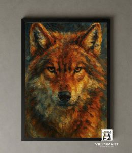 Tranh Nghệ thuật "Chân Dung Một Chú Chó Sói" VIETSMART ART - Sơn dầu 45 x 60cm