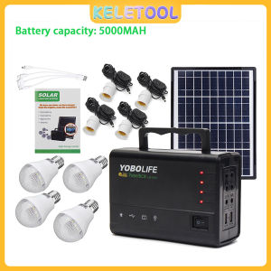 outdoor portable yobolife solar camp solar panel system generator powerbank camping equipment battery power Energy System Portable Solar Panels Charging Generator Power System Home Outdoor Lighting for LED Bulb Solar Panel Solar Light Solar Panel