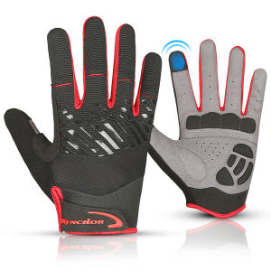 Mutuer Shockproof Full Finger Cycling Gloves Men Women Breathable Adjustable Touchscreen Sports Gloves
