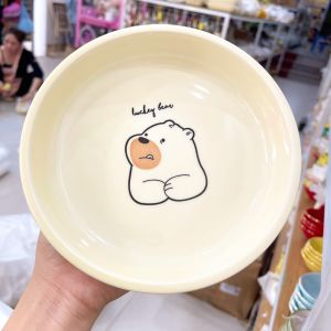 Siêu Sale - Bộ Bát Đĩa Gốm Sứ Decor Bát Ăn Cơm Bát Ăn Chè Chén Dĩa Dễ Thương Bộ Gấu Bắc Cực Vàng Kem Xinh Yêu Dễ Thương