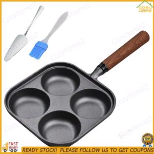 [CY] 4-Cup Fried Egg Pan Iron Crepe Pan for Breakfast Fried Egg Pancakes Steaks