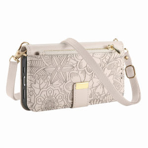 FCWallet Flip for Xiaomi POCO X8 X7 Pro Max Ultra F7 M7 F6 F5 X6 POCO C75 C65 5G Flower Luxury Zipper Bag Floral Long Strap Durable Leather Phone Cover