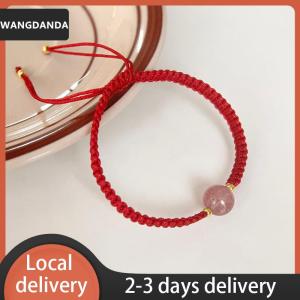 [COD] WANGDANDA Ship within 24 hours New Obsidian Lucky Beads Strawberry  Bracelet Womens Woven Couple Bracelet Gift