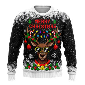 2025 New Christmas  Reindeer Hoodie For Men Halloween Christmas Outfit Cosplay Pullover Hoodie Autumn Winter 3D Mens Pullover Sweatshirt
