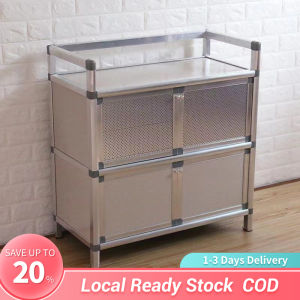 【COD 】Kitchen Cabinet 2 layers Double Layer Kitchen Organizer Shelf Seasoning Floor Alminimum Bowls Plate Tableware Organizer