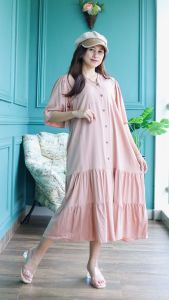 GALERI Midi Dress Polos Kekinian Long Dress AYOONA PLAIN Bahan Rayon