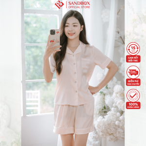 Đồ bộ nữ Pijama SANDBOX lụa Latin Nhật mềm mát cho mùa hè tay cộc quần cộc phối viền tinh tế trẻ trung BLD25002