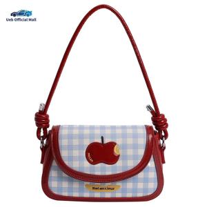 Ueb Official Mall ✪กระเป๋าสะพายข้างลายแอปเปิ้ลหนัง PU พร้อมสายปรับได้กระเป๋าสะพายข้างกระเป๋าเดินทางอเนกประสงค์สำหรับผู้หญิงกระเป๋าเดินทางช้อปปิ้ง