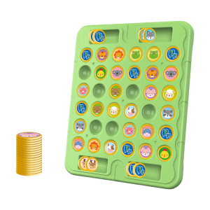 Multiplayer Animal/Fruit Theme Board Game Toy for Kids with Flip Chess for Family Gathering Classroom Activity Supply