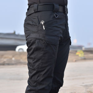 High Quality IX7 Mens Waterproof Tactical Pants Army Cargo Pants Users Outside Sports Hiking Pants Blue Color