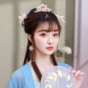 Set Perhiasan Rambut Hanfu Gaya China Modern Cantik - Jepit Bergerincing & Tusuk Konde Elegan