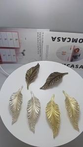 IHOMCASA Gold Tree Leaf Copper Furniture Kitchen Handles Cabinet Knob for Wardrobe Drawer Door Pulls Vintage Brass European