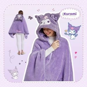 Cartoon Office Blanket Fleece Wearable Blanket with Buttons Plush Sleeveless Blankets Gift for Girls