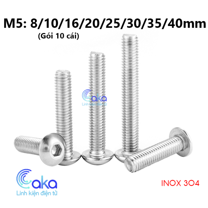 INOX 304 Bu lông ốc lục giác đầu dù M5x6 10 16 20 25 30 35 40mm thép ...