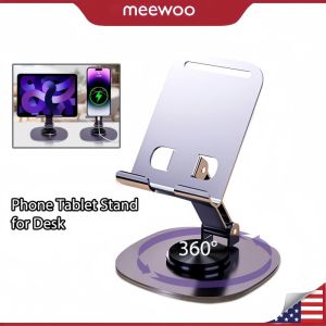 Meewoo Phone Stand Metal Celephone Stand Full Carbon Steel 360° Rotation Luxury Tablet Phone Holder