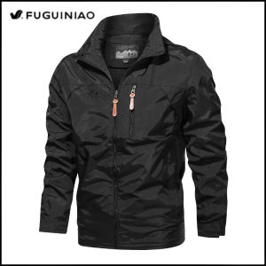 FUGUINIAO Mens Hooded Windproof Jacket Waterproof and Suitable for Military Cycling Tactical Stormwear (M-5XL)