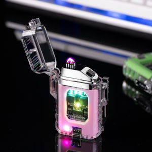 [HCM] Bật lửa Quẹt điện tử Plasma chống Gió - trong suốt - có đèn led - sạc Type C