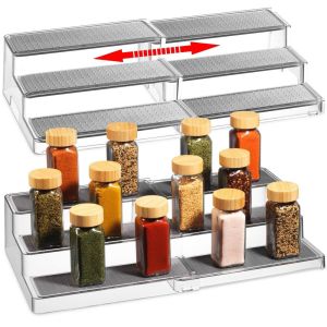 SWIFTTIDE Scalable Perfume Organizer Non-slip 3 Tier Display Stand Cosmetics Rack Storage Kitchen Spices Riser Ladder Shelf Figures Ornament