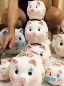 【Ship in 24H】猪猪存钱罐陶瓷只进不出儿童男女孩子只存不取大容量硬纸币储蓄罐