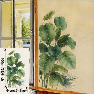 Elegant Tropical Banana Leaf & Hummingbird Wall Decal High-Quality Vinyl Sticker for Home Decor Plantain Leaf Wall Sticker 80x83cm – Tropical Green Leaf with Birds DIY Removable Mural for Home Living Room Decor (Local Seller)