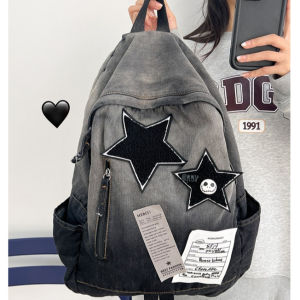 [COD]Tas Ransel Wanita/Tas Ransel Sekolah /Tas Kampus/Ransel Besar/Ransel Denim Pelajar Y2k Retro