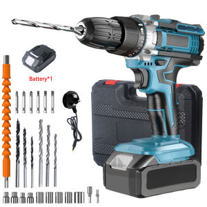 ✅【Free 24pcs】Cordless drill full set 25+1 gears adjust Impact drill Wireless Electric screwdriver portable Drill battery full set Cordless drill machine Power tool 电钻