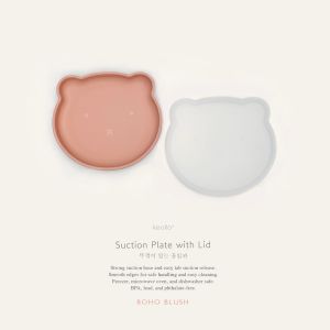KEOLA - Premium Silicone Suction Bear Plate With LID| Piring Tempat Makan Anak Bayi Silicone Food Grade | Mpasi Anak