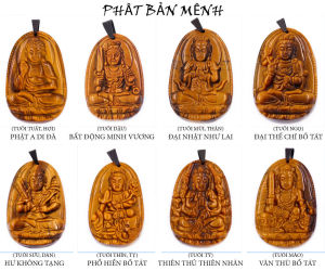 Mặt Dây Chuyền Phật Thiên Thủ Thiên Nhãn Đá Mắt Hổ Size Lớn 5cm - Tặng Kèm Móc Inox - Phong Thủy 868 - May Mắn - Bình An