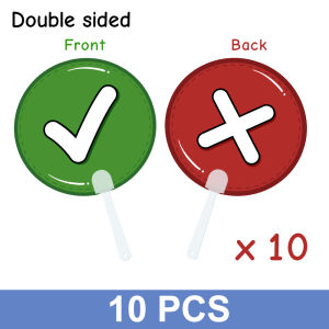 10PCS Dual-Sided True/False Voting Paddles Handheld for Classroom School Event Supplies Plastic Sign Judging Board Mini White Boards Teacher Decision Making Decision Tool Mini Check Mark/Strike Answer Boards Vote Sticks For School Student