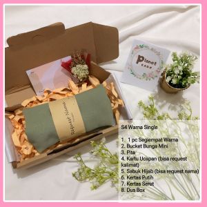 KADO SOUVENIR HAMPERS GIFT HADIAH SET HIJAB SEGIEMPAT PREMIUM BELLA SQUARE MUSLIMAH UNTUK ULANG TAHUN WISUDA