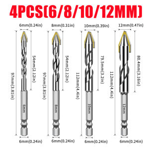 1/4/5PCS Multifunctional Eccentric Triangular Drill Bits 6/8/10/12mm Extended Super-hard Tungsten Steel Spade Drill Bit Ceramic Glass Tile Stone Rock Slab Drilling