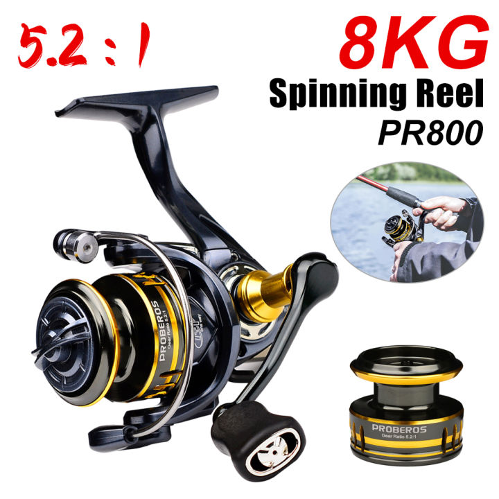 PRBEROS Spinning Fishing Reel Gear Ratio: 5.2:1 All Metal Fishing