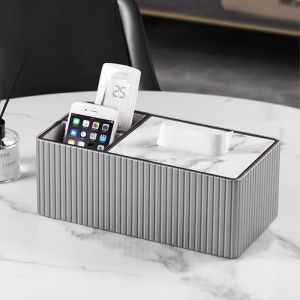 Sincecu Elegant Leather Tissue Box Storage for Living Room Desktop Modern Multifunctional Home Decor Light Luxury INS Style