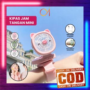 AI-C875 Kipas Kecil Lucu / Wirst Watch Fan Import / Kipas Jam Tangan Mini Portable USB Rechargeable / Kipas Angin Karakter Animal Model Jam Tangan Strap