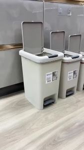 8L/20L Large Capacity Dustbin with Cover Pedal Trash Can Plastic Pressing Type Garbage Tong Sampah Bin Kitchen Bathroom