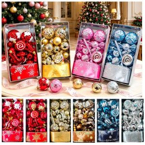 LUMIYA 30PCS Assorted Pattern Christmas Ball Set Mixed Size Multicolor Hanging Decorative Pendants Photo Props Assorted Christmas Balls Christmas Holiday
