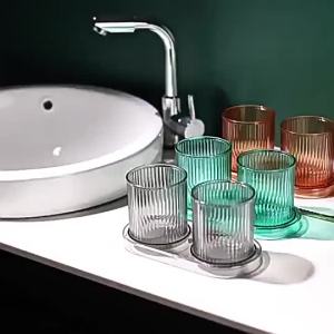 Stainless Steel Drinking Cup - Nordic Light Couple 2pcs Set Premium Plastic Tumbler Anti-slip Bathroom for Couple Cawan Berus Gigi Mewah for Home School Lunch and Everyday Mealtimes
